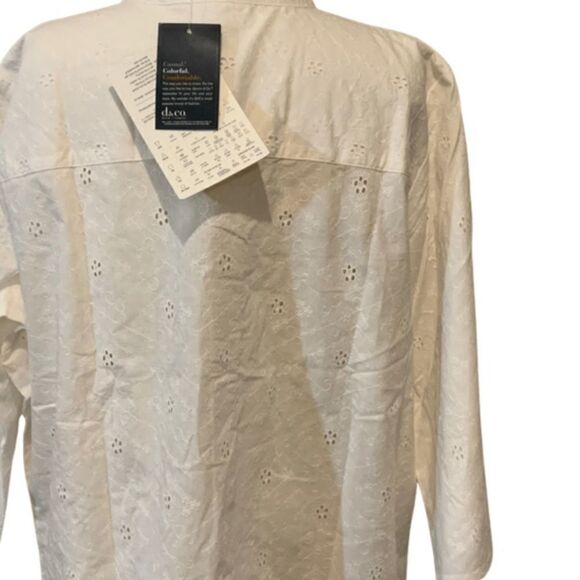 NWT Denim & Co. QVC Eyelet Button Front Shirt White Eyelet 2X Plus - Picture 7 of 15